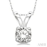 1/5 Ctw Round Cut Diamond Solitaire Pendant in 14K White Gold with Chain