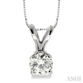 1/4 Ctw Round Cut Diamond Solitaire Pendant in 14K White Gold with chain