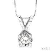 1/4 Ctw Round Cut Diamond Solitaire Pendant in 14K White Gold with chain