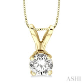 1/4 Ctw Round Cut Diamond Solitaire Pendant in 14K Yellow Gold with chain