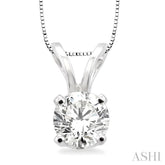 1/3 Ctw Round Cut Diamond Solitaire Pendant in 14K White Gold with chain