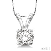 1/3 Ctw Round Cut Diamond Solitaire Pendant in 14K White Gold with chain