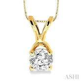 1/3 Ctw Round Cut Diamond Solitaire Pendant in 14K Yellow Gold with chain