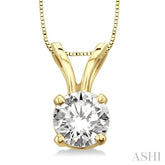 1/3 Ctw Round Cut Diamond Solitaire Pendant in 14K Yellow Gold with chain