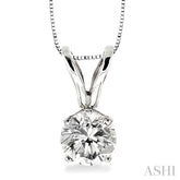 1/2 Ctw Round Cut Diamond Solitaire Pendant in 14K White Gold with chain