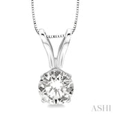 1/2 Ctw Round Cut Diamond Solitaire Pendant in 14K White Gold with chain