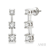 1 Ctw Round Cut Diamond Earrings in 14K White Gold