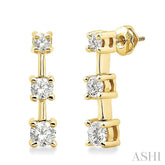 1 ctw Round Cut Diamond Earrings in 14K Yellow Gold