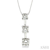 1/2 ctw Three Stone Round Cut Diamond Pendant in 14K White Gold with Chain