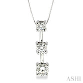 1/2 ctw Three Stone Round Cut Diamond Pendant in 14K White Gold with Chain
