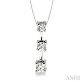 1/4 ctw Three Stone Round Cut Diamond Pendant in 14K White Gold with Chain