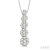 1 Ctw Journey Diamond Pendant in 14K White Gold with Chain
