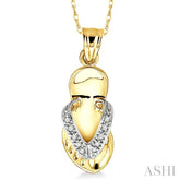 1/20 Ctw Round Cut Diamond Flip Flop Pendant in 14K Yellow Gold with Chain