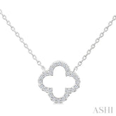 1/8 Ctw Petite Clover Round Cut Diamond Fashion Pendant With Chain in 10K White Gold
