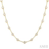 3 Ctw Bezel Set Round Cut Diamond Station Necklace in 14K Yellow Gold