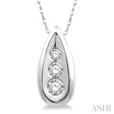 1/10 Ctw Pear Shape Round Cut Diamond Pendant in 14K White Gold with Chain