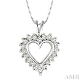 1/2 Ctw Round Cut Diamond Heart Pendant in 14K White Gold with Chain