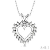 1/4 Ctw Round Diamond Heart Pendant in 10K White Gold with Chain
