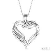 1/10 Ctw Round Cut Diamond Heart Pendant in 10K White Gold with Chain