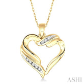 1/10 Ctw Round Cut Diamond Heart Pendant in 10K Yellow Gold with Chain