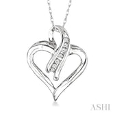 1/6 Ctw Round Cut Diamond Heart Pendant in 10K White Gold with Chain