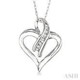 1/6 Ctw Round Cut Diamond Heart Pendant in 10K White Gold with Chain
