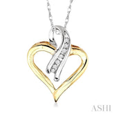 1/6 Ctw Round Cut Diamond Heart Pendant in 10K White and Yellow Gold with Chain