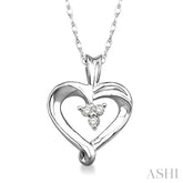 1/20 Ctw Round Cut Diamond Heart Pendant in 14K White Gold with Chain