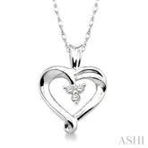 1/20 Ctw Round Cut Diamond Heart Pendant in 10K White Gold with Chain