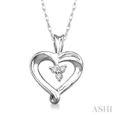 1/20 Ctw Round Cut Diamond Heart Pendant in 10K White Gold with Chain