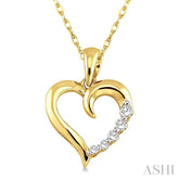 1/10 Ctw Round Cut Diamond Heart Shape Journey Pendant in 14K Yellow Gold with Chain