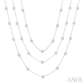 10 Ctw Bezel Set Round Cut Diamond 60-Inch Long Station Necklace in 14K White Gold