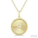 1/20 Ctw Round fluted medallion Round Cut Diamond Pendant With Chain in 14K Yellow Gold