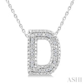 1/20 Ctw Bubble Accent Initial 'D' Round Cut Diamond Fashion Pendant With Chain in Sterling Silver
