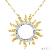 1/4 Ctw Textured Sunburst Round Cut Diamond Fashion Pendant With Chain in 10K Yellow Gold