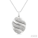 1/10 Ctw Bold Twisted Rib Round Cut Diamond Bold Fashion Pendant With Chain in Sterling Silver