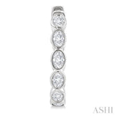 1 1/10 Ctw Bezel Set Oval Cut Diamond Fashion Hoop Earring in 14K White Gold