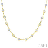 4 Ctw Bezel Set Round Cut Diamond Station Necklace in 14K Yellow Gold