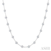 5 Ctw Bezel Set Round Cut Diamond Station Necklace in 14K White Gold