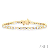 4 1/3 Ctw East-West Bezel Set Emerald Cut Diamond Tennis Bracelet in 14K Yellow Gold