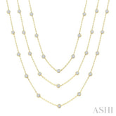 10 Ctw Bezel Set Round Cut Diamond 60-Inch Long Station Necklace in 14K Yellow Gold