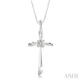 1/20 Ctw Round Cut Diamond Pendant in 14K White Gold with Chain