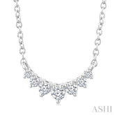 1/8 Ctw Graduated Petite Diamond Smile Necklace in 14K White Gold
