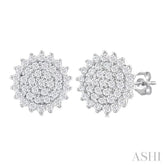 1/5 Ctw Petite Round Shape Round Cut Diamond Cluster Fashion Stud Earring in 10K White Gold