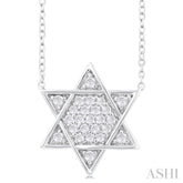 1/4 Ctw Star of David Round Cut Diamond Fashion Pendant With Chain in 14K White Gold