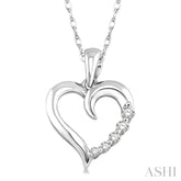 1/10 Ctw Round Cut Diamond Heart Shape Journey Pendant in 14K White Gold with Chain