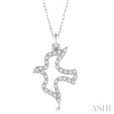 1/6 Ctw Round Cut Diamond Dove Petite Pendant in 14K White Gold with Chain