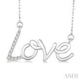 1/20 Ctw Round Cut Diamond Love Pendant in 14K White Gold with Chain