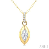 1/4 Ctw Dome Marquise and Round Cut Diamond Fashion Pendant With Paperclip Chain in 14K Yellow Gold