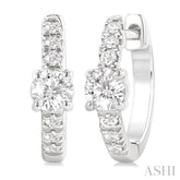 3/8 Ctw Round Shape Round Cut Diamond Fashion Huggie Petite Earrings in 14K White Gold